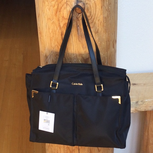 NWT Calvin Klein Black/Gold Handbag - Picture 1 of 16